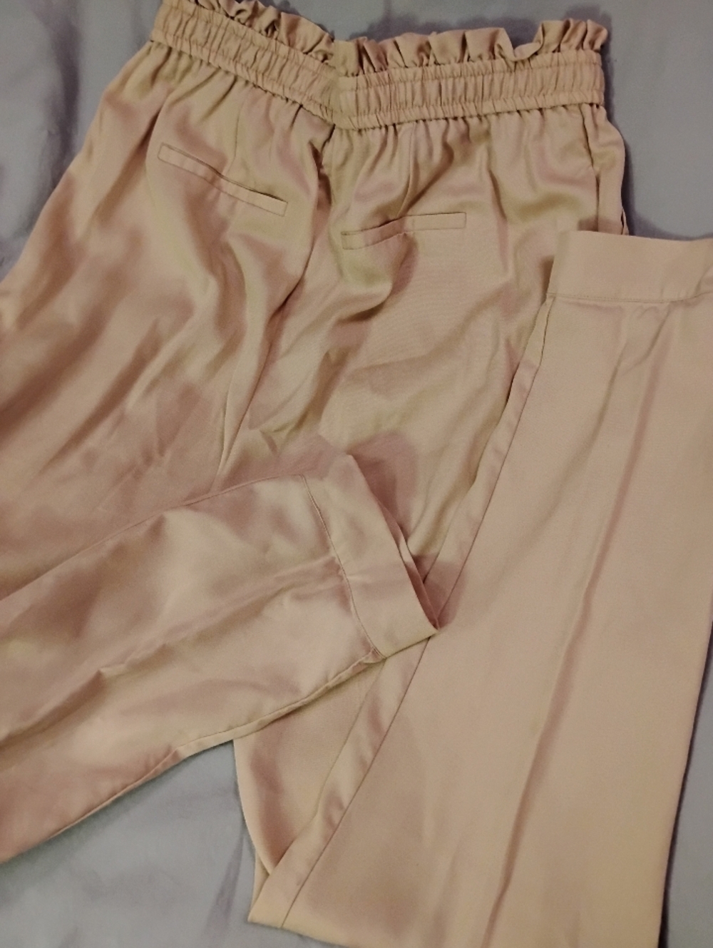 Garnet Hill Paperbag Adjustable Waist Tan Beige Lightweight Pants Size M - Picture 10 of 14